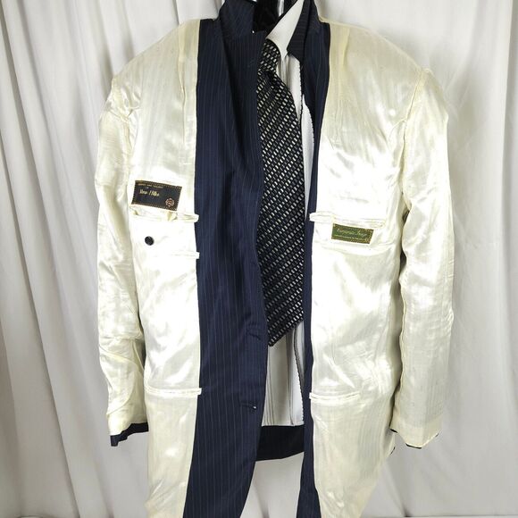 Tom James Corporate Image Mens 50L Navy Pinstripe 3 Button Sports Coat Blazer - Picture 3 of 13